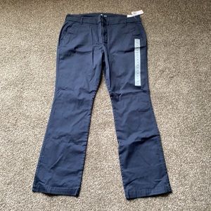 Old Navy Mid-Rise Boot-Cut Dark Blue Khakis - 14